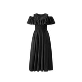 Women's Solid Maxi Dress with Detachable Ruffle Trim